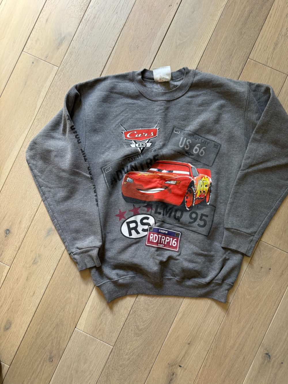 Hanes Grey Sweatshirt with Red Lightning McQueen Graphic